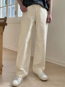 DAZY Men Solid Color Casual Jeans - Beige - View 5