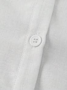 Chiquease Camisa casual de mujer de un solo pecho, de unicolor y de manga corta para uso diario en verano - Blanco - Ver 4