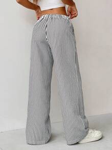 SHEIN PETITE 休闲日常女装春夏长裤 - 黑色 - 查看 2