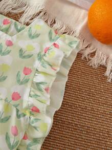 Baby Girl's Floral Print Loose Cropped Top And Shorts 2pcs/Set, Summer - Green - View 3
