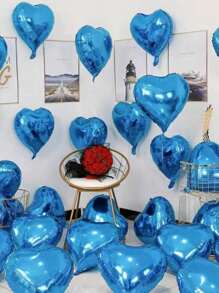 18 英寸彩色心形铝箔气球，可充气氦气，适用于生日派对、婚礼装饰、圣诞节 - 寶藍色 - 查看 2