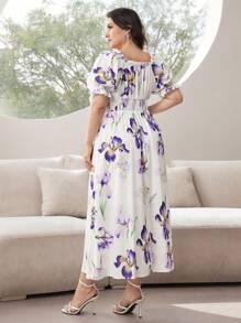 Modelyn Sommerkleid in Großen Größen mit Blume Muster und Rüschenkante, Kurzarm - Verschiedenfarbig - Übersicht 2