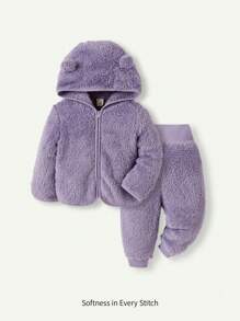 Cozy Pixies 2 pezzi Set giacca in pile con cappuccio e pantaloni spessi per bambina