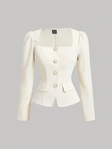 SHEIN MOD 女士杏色套装，复古装扮，返校季