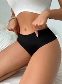 SHEIN Women Solid Color Lace Patchwork Triangle Panties