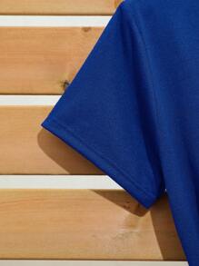 SHEIN Áo thun tay ngắn họa tiết da báo hình trái tim, áo thun họa tiết da báo thường ngày mùa hè dành cho nữ - Màu xanh lam - Xem 3