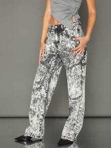 优质 100% 纯棉直筒木匠牛仔裤 - 黑色 - 查看 9