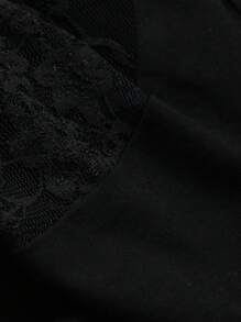 DAZY Women's Spring & Summer Lace Patchwork Backless Fitted Blouse And Pants Sleepwear Set - Black - View 9