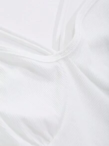 DAZY Women's Solid Color Spaghetti Strap Hollow-Out Simple Tank Top, Casual Daily Wear - Beige - View 7