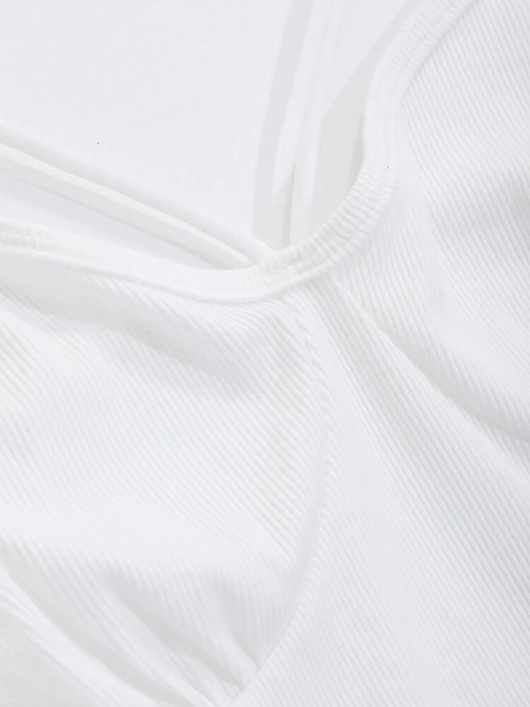 Women's Solid Color Spaghetti Strap Hollow-Out Simple Tank Top, Casual Daily Wear