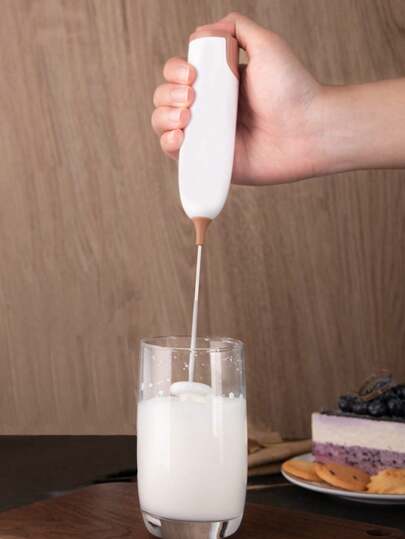 1 Espumador de leche eléctrico, Espumador de bebidas de cocina, Carcasa de ABS, Agitador de acero inoxidable, Mezclador de whisky, Café capuchino, Crema de whisky, Batidora, Mezclador de whisky con cobertura, Sin batería (Necesitas comprar la batería por separado)