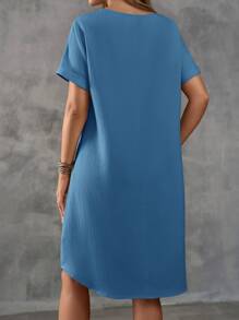 EMERY ROSE 女士纯色圆领短袖休闲连衣裙