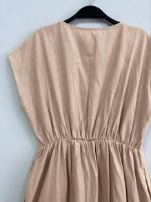 Breezaya Của phụ nữ Đúng mốt Mùa hè Thanh lịch  Dài Đầm Thích hợp Đối với Tất cả Dịp - Màu Khaki - Xem 2