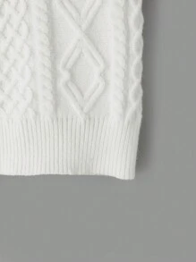 SHEIN MOD Vintage V-Neck Loose Textured Knitted Vest,Women Sweater Vest, Cream Vest, Back To School Sweater, Winter Sweater, Apricot Vest - Beige - View 5