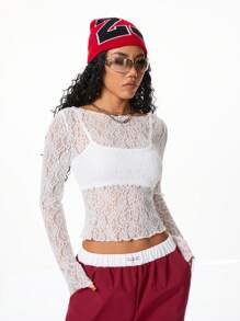 Coolane Tween Girls Y2K Basic Lace Off The Shoulder Fitted Crop Tops - White - View 3