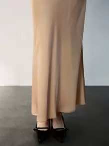Maija 女士细肩带露背交叉褶饰腰带迷你连衣裙 - 杏色 - 查看 7