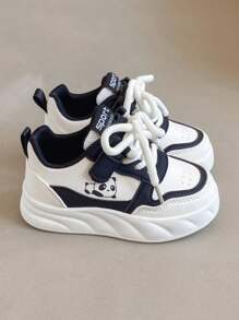 2024 Nuevos tenis casuales con suela gruesa para niños, zapatos deportivos para correr de niños y niñas - Blanco y Negro - Ver 2