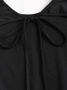 SHEIN Unity Damen Körperbetonte Kleid mit Rückenausschnitt, Bindedetail und Fischschwanz-Saum, für Frühling und Sommer, einfarbig - Schwarz - Übersicht 4