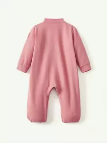 Cozy Pixies Baby Girl 2pcs Cartoon Graphic Zip Up Footed Jumpsuit - Apricot - View 4