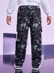 SHEIN Tween Boys Fashionable Camo Print Sweatpants, Autumn/Winter