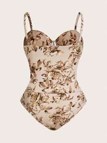 SHEIN MOOSTA Bộ đồ liền thân không tay in hoa gợi cảm đa năng dây mảnh cỡ lớn, dành cho mùa hè - Nhiều màu - Xem 2