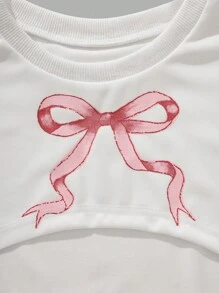 SHEIN Explorewe 3 pezzi Set di maglietta a maniche lunghe e gonna con stampa farfalla casual per ragazze adolescenti, adatto per scuola, spostamenti e occasioni di svago - Cachi - Visualizzare 5