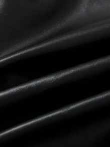 SHEIN Tween 女童复古飞行夹克，配有 Speed Icon 补丁、PU 皮革和蓬松衣领 - 彩色 - 查看 5