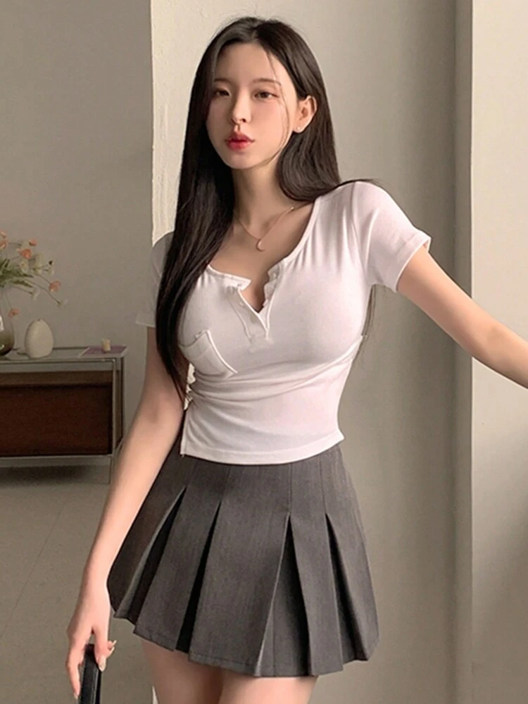 Women Half-Zip Fitted Base Layer T-Shirt Long Sleeve Women Tops