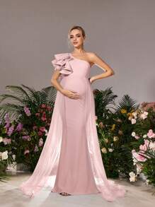 Faeriesty Đầm bầu và đầm dự tiệc Dressalisa thanh lịch một vai tay bồng, xẻ tà bên hông, chất liệu organza, dáng đuôi cá - Chiếc đầm dự tiệc thanh lịch tuyệt đối, phù hợp cho các bữa tối trang trọng, tiệc cưới, tiệc chiêu đãi, các sự kiện dành cho bà bầu và các nghi lễ trang nhã. Màu hồng mùa xuân. - Hồng - Xem 6