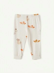 Cozy Pixies 4pcs Baby Boy Cartoon Animal Print Pajamas Set, Long Sleeve T-Shirt & Pants - Multicolor - View 4