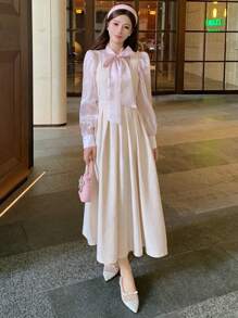 Dazy X KIMYOUJUNG Collection Váy xòe không tay xếp ly đơn giản cho nữ - trắng - Xem 6