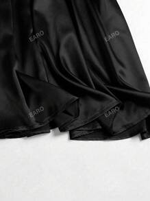 Women's Waist Cinching Skirt,Ladies Elegant Belted,Plicated Long Regular Fit High Waist Black Plain Women Skirts,Spring/Fall,Casual Daily Wear