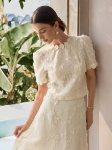 MOTF PREMIUM APPLIQUES PUFF SLEEVE TOP & CAMI TOP - Apricot - View 9