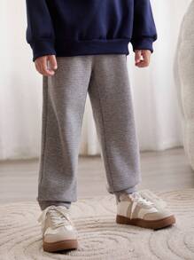 Cozy Pixies 2pcs Baby Boy's Elastic Waist Solid Color Knitted Soft Jogger Pants Set