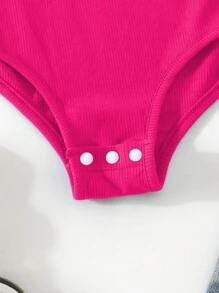 Sparklyn 青少年女孩纯色连体裤，针织，街头风格，紫红色，春夏 - 彩色 - 查看 6