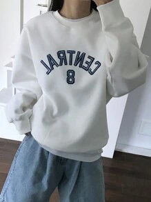 DAZY Sweat-shirt-shirt ample brodé pour femmes, style de rue, vêtements d'automne pour femmes