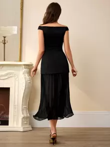 Aveloria Rosie Vestido elegante de gasa sin mangas con escote en V con parches de volantes