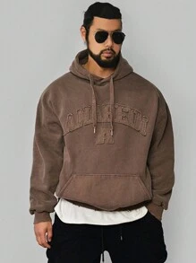 DAZY Men's Letter Printed Thermal Lined Hoodie, Autumn/Winter