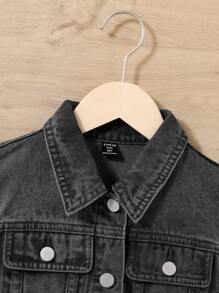 SHEIN Tween Girls' Summer Casual Washed Denim Vest