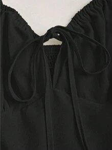 Sweetra Spring Summer Vacation Casual Solid Color High Slit Halter Neck Dress With Cinched Waist Maxi Women Outfit