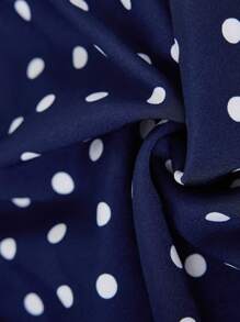 EMERY ROSE 女式圆领长袖波点连衣裙，收腰喇叭下摆，优雅大方的长款女装 - 寶藍色 - 查看 4