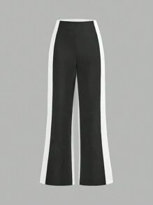 SHEINNeu Women Contrast Color Casual Flared Pants