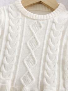 SHEIN Baby Girl Fashion Ruffle Trim Sweater Set - Beige - View 3