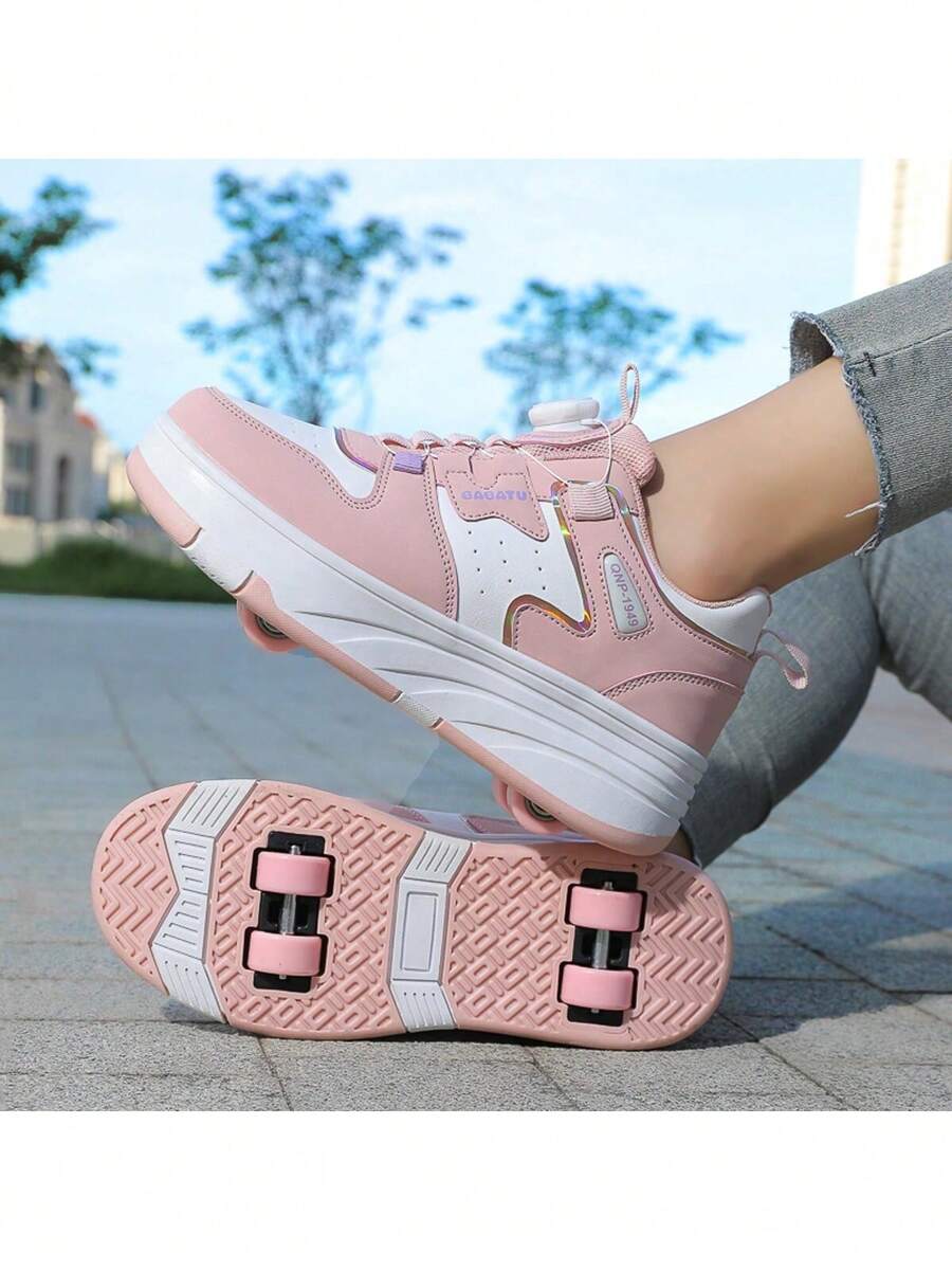Girls And Teenagers Roller Skates, Detachable 4 Wheels Shoes, Suitable