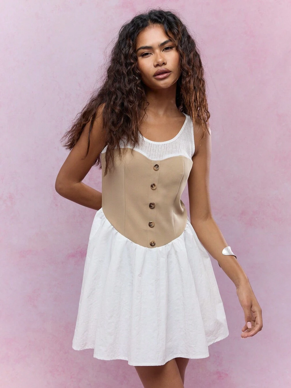 MISSGUIDED カラーブロック コルセットデザイン ミニドレス｜MISSGUIDED
