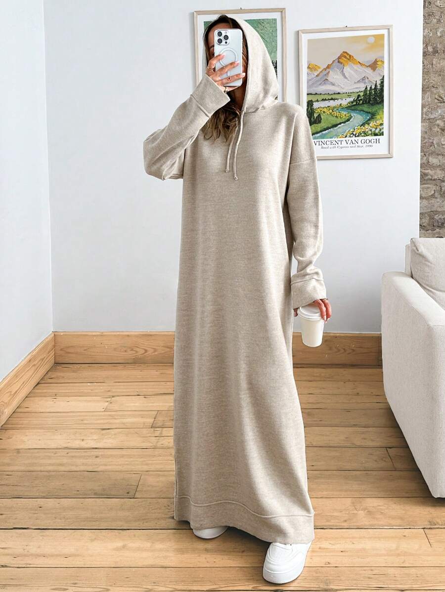 EURMUSE Ponpon And Stone Button Detail Maxi Long Cardigan - Beige - View 1