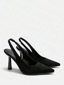 CUCCOO BIZCHIC Women's Fashion Black Suede Pointed Toe Classic High Heel Pumps For Work, Date & Party Spring Shoes Spring Break Easter For Christmas Spring Shoes - Black - View 6