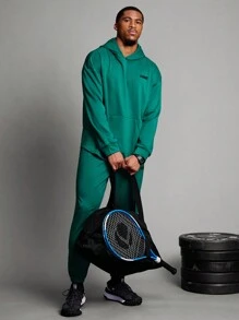 Coreblaze Boyfriend Style Men's Solid Color Minimalist Hoodie And Sweatpants Sports Suit Gym Set Workout Set - Dark Green - View 1