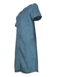 Buttoned Women's Denim Dress - Medium Wash - View 3