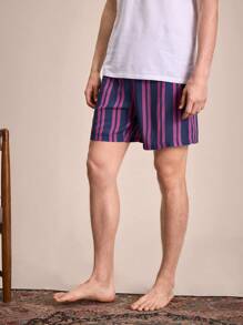 SHEIN EverLounge Pantalones cortos sueltos con rayas para hombre, ropa de estar en casa